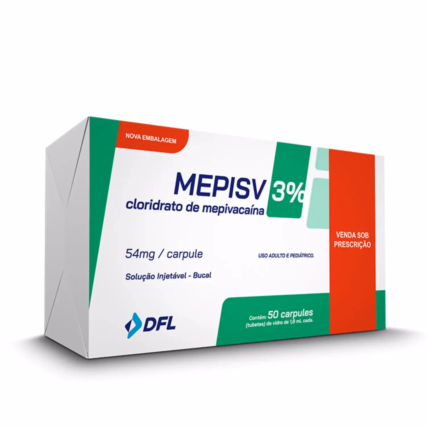 Anestesia Dental Mepisv Mepivacaína 3% sin Vasoconstrictor DFL