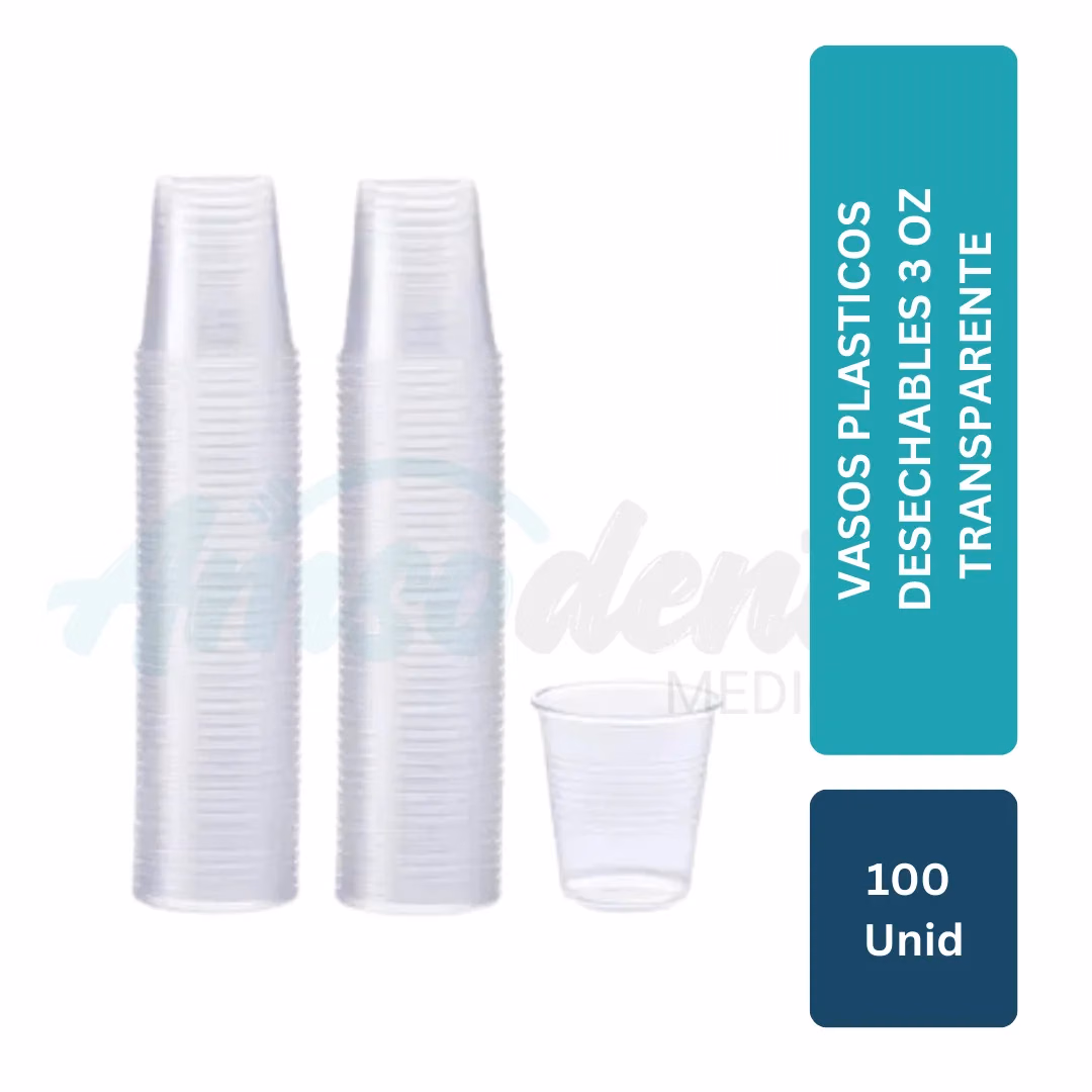 Vasos plasticos desechables 3 oz Transparente 100 unid