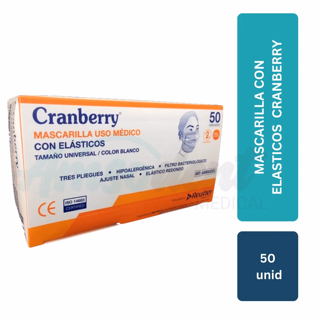Mascarilla con Elásticos Cranberry (50 unid)