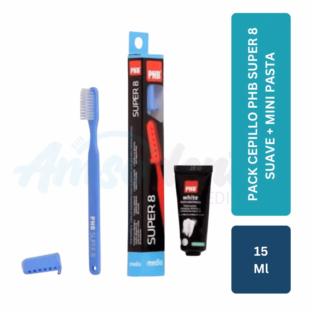 Pack Cepillo PHB Super 8 Suave + Mini Pasta 15mL