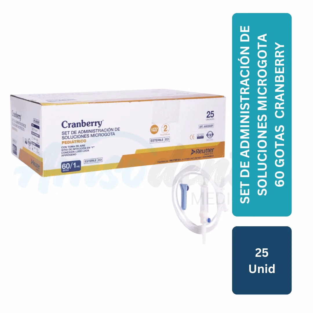 Set de Administración de Soluciones Microgota 60 Gotas Cranberry (25 unid)