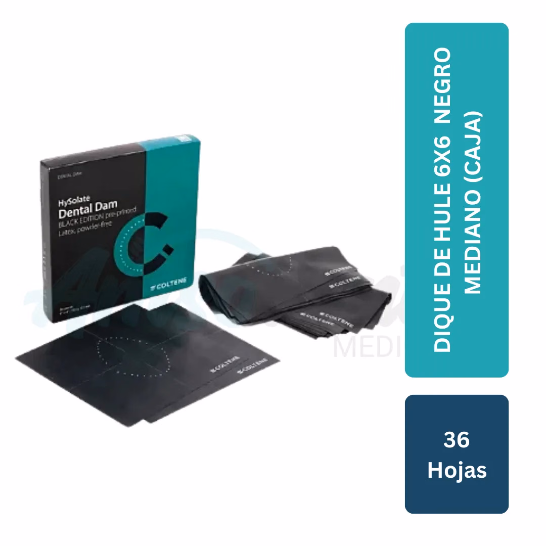 Dique de Goma Hygenic 6x6 Negro Mediano (36 hojas)