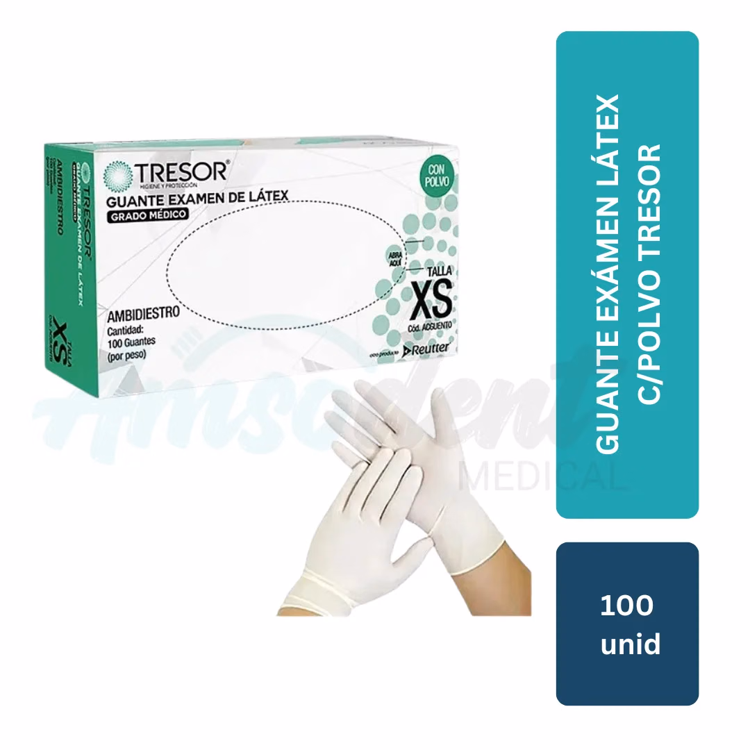Guante de Examen de Látex con Polvo Tresor (100 unid)
