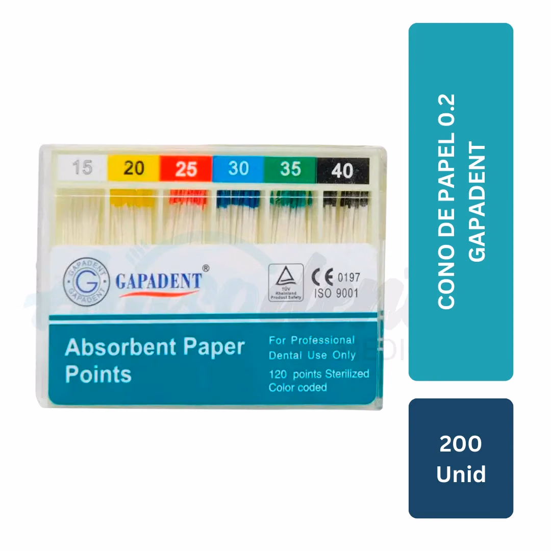 Cono de Papel Absorbente Gapadent Conicidad .02 (200 unid)