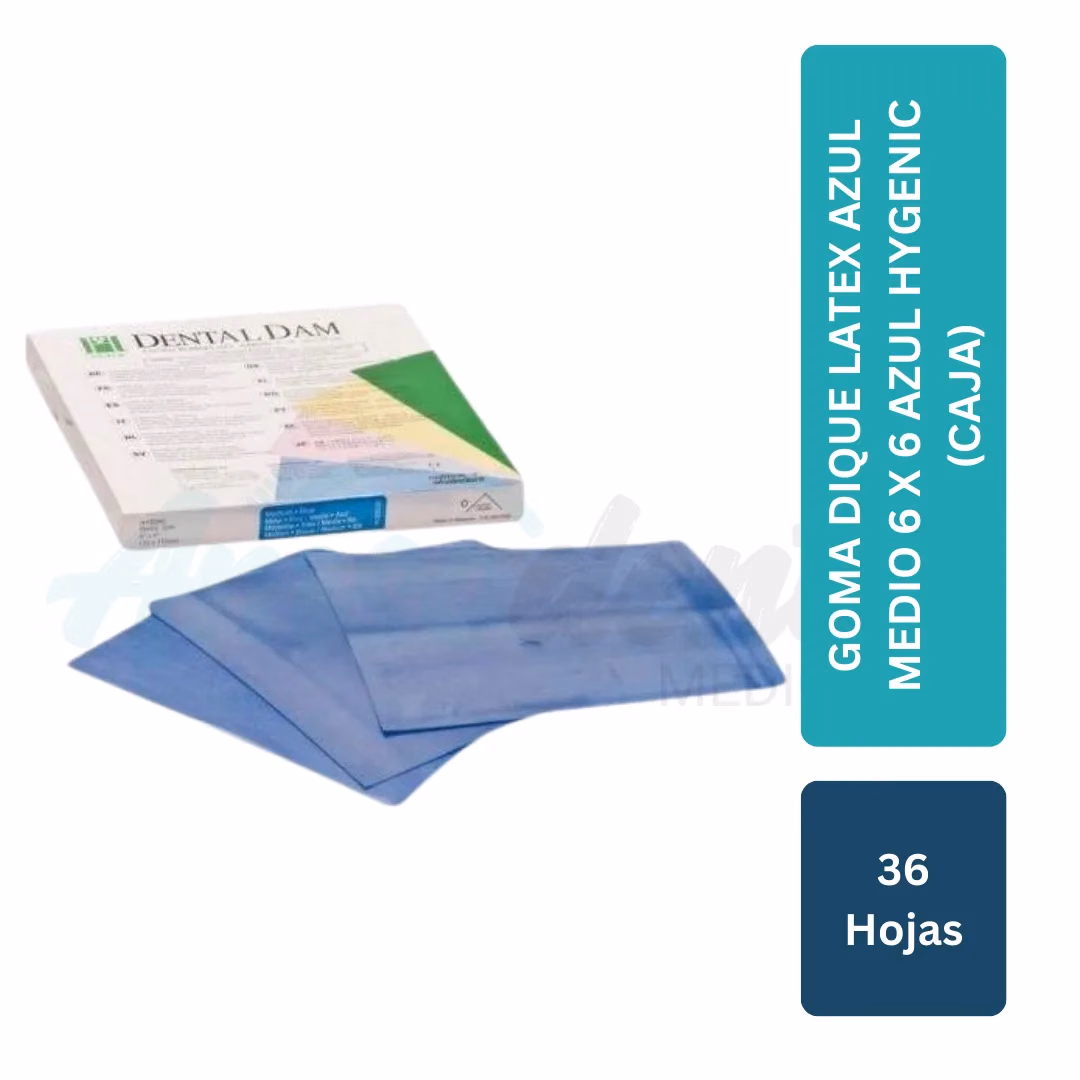 Dique de Goma Látex Hygenic Azul Medio 6x6 (36 hojas)