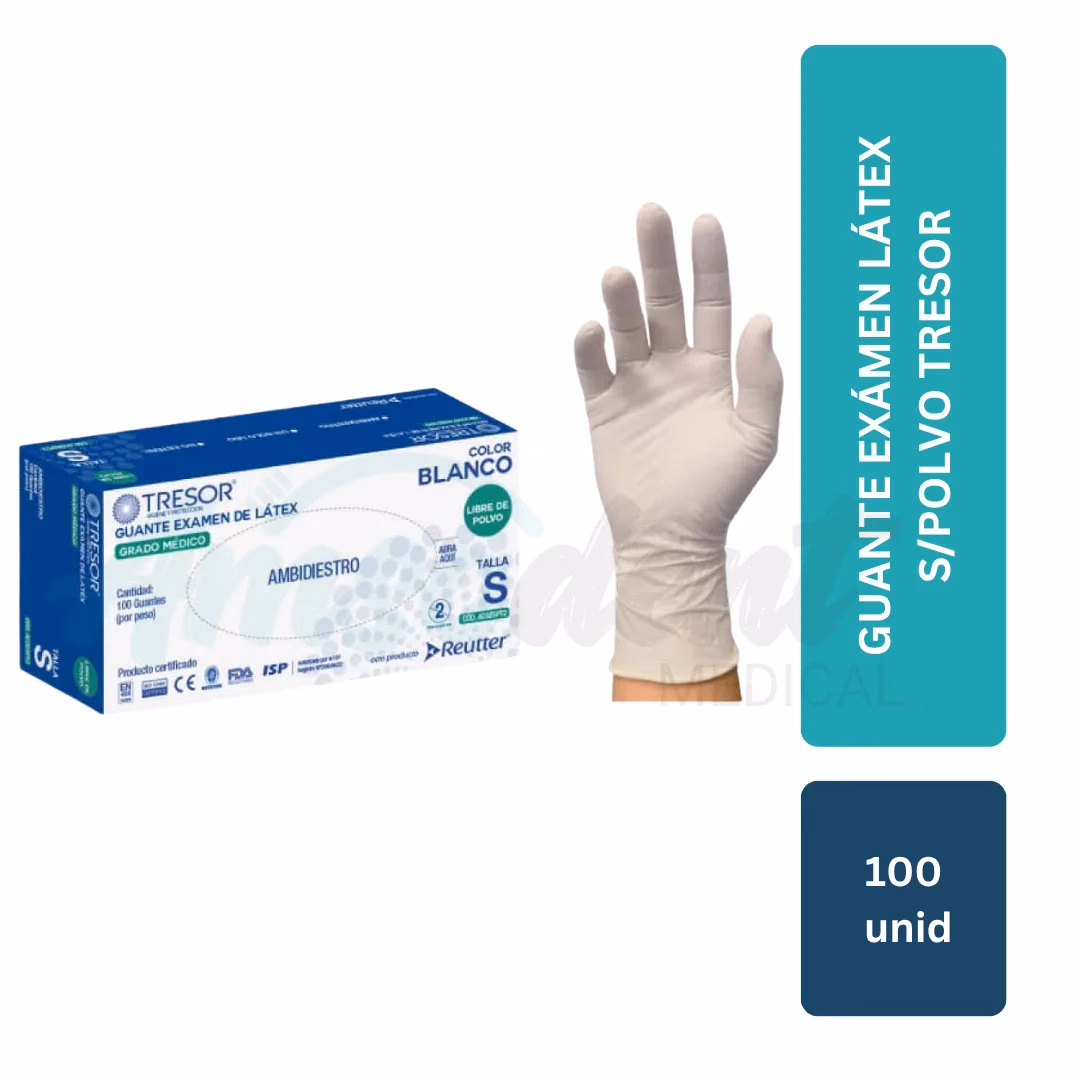 Guante de Examen de Látex sin Polvo Tresor (100 unid)