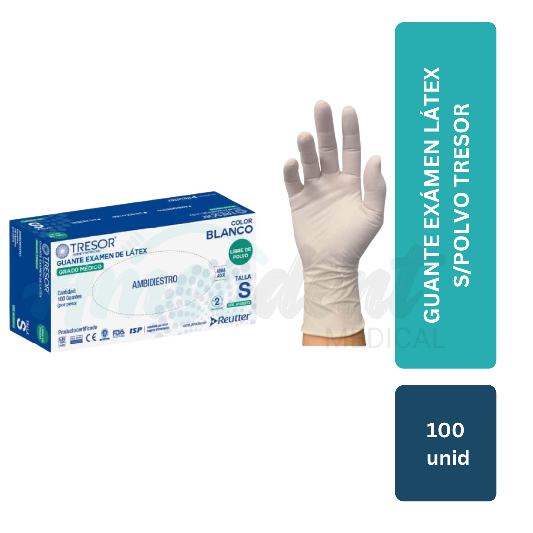 Guante Exámen Látex S Polvo Tresor Talla S