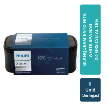 BLANQUEAMIENTO NITE WHITE SPA BAG CON 6 JERINGAS DE 2.4 GRS C/U al 16%