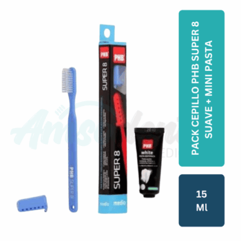 Pack Cepillo PHB Super 8 Suave + Mini Pasta 15ml